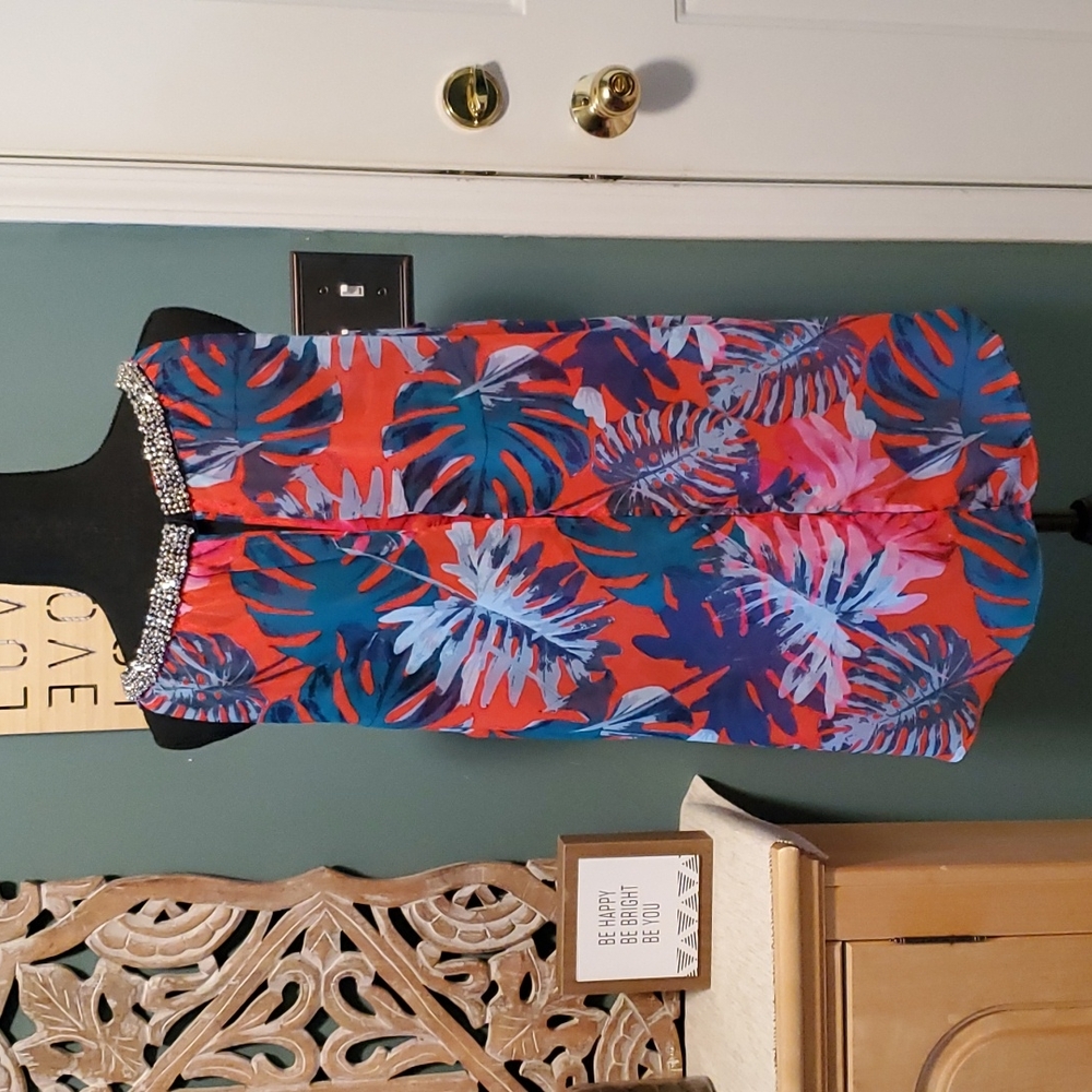 Jennifer Lopez Tropical Print Sleeveless Tank -1x - Picture 3 of 12